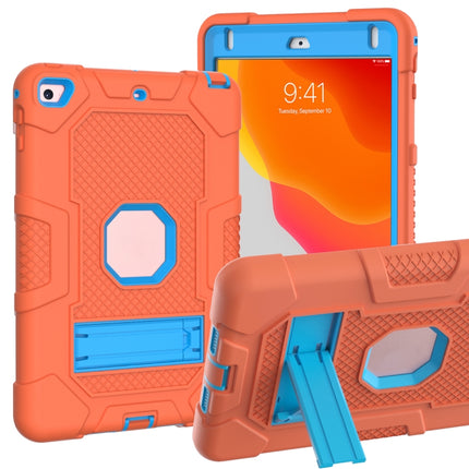 Contrast Color Robot Shockproof Silicone + PC Protective Case with Holder For iPad mini 5 / 4(Orange Blue)-garmade.com