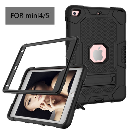 Contrast Color Robot Shockproof Silicone + PC Protective Case with Holder For iPad mini 5 / 4(Black)-garmade.com