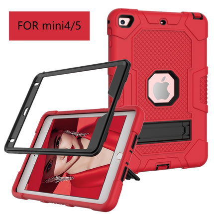 Contrast Color Robot Shockproof Silicone + PC Protective Case with Holder For iPad mini 5 / 4(Red Black)-garmade.com