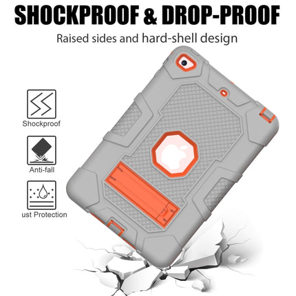 Contrast Color Robot Shockproof Silicone + PC Protective Case with Holder For iPad mini 5 / 4(Grey Orange)-garmade.com