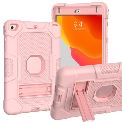 Contrast Color Robot Shockproof Silicone + PC Protective Case with Holder For iPad mini 5 / 4(Rose Gold)-garmade.com