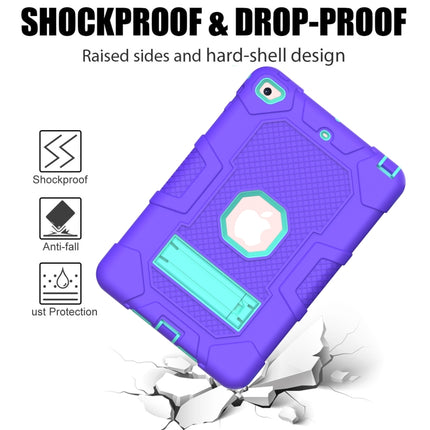 Contrast Color Robot Shockproof Silicone + PC Protective Case with Holder For iPad mini 5 / 4(Purple Mint Green)-garmade.com