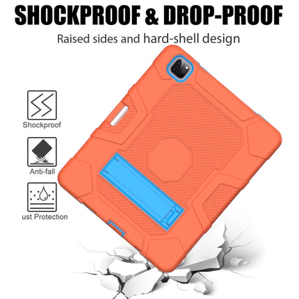 For iPad Pro 12.9 inch (2020) Contrast Color Robot Shockproof Silicone + PC Protective Tablet Case with Holder(Orange Blue)-garmade.com