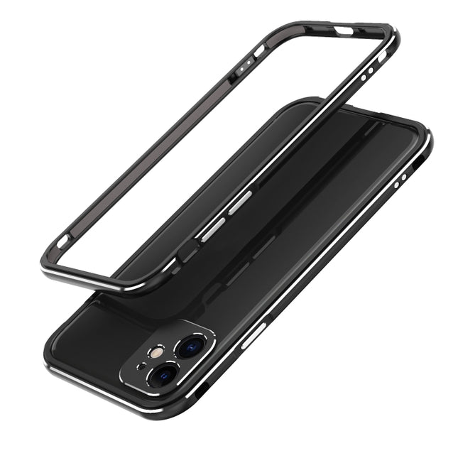 Aurora Series Lens Protector + Metal Frame Protective Case For iPhone 11(Black Silver)-garmade.com