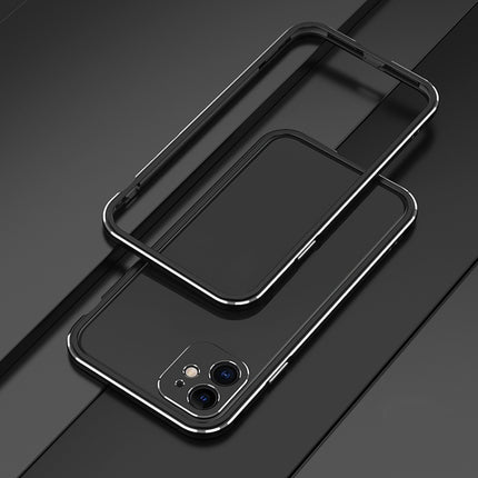 Aurora Series Lens Protector + Metal Frame Protective Case For iPhone 11(Black Silver)-garmade.com