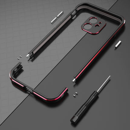Aurora Series Lens Protector + Metal Frame Protective Case For iPhone 11(Black Silver)-garmade.com
