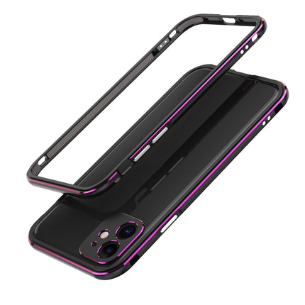 Aurora Series Lens Protector + Metal Frame Protective Case For iPhone 11(Black Purple)-garmade.com