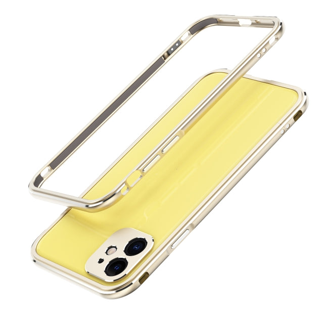 Aurora Series Lens Protector + Metal Frame Protective Case For iPhone 11(Gold)-garmade.com