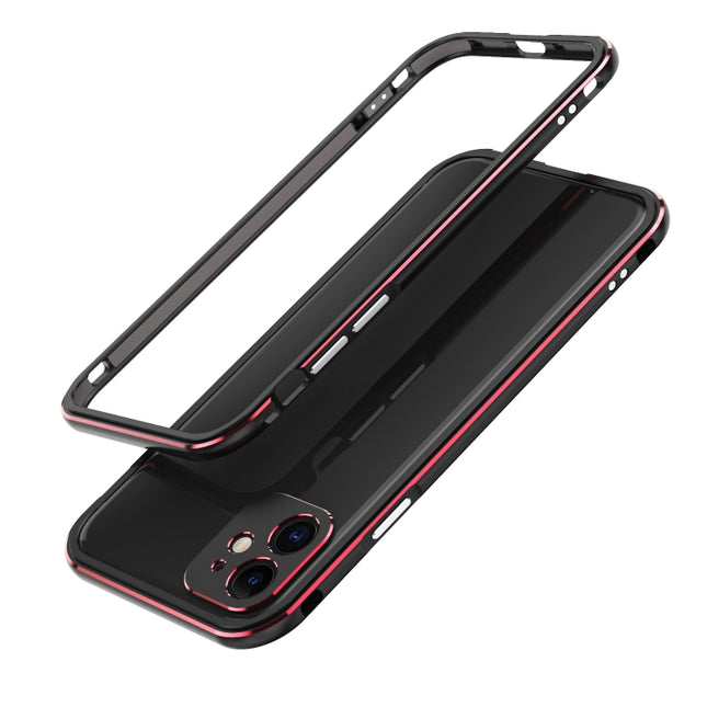 Aurora Series Lens Protector + Metal Frame Protective Case For iPhone 11 Pro(Black Red)-garmade.com