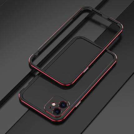 Aurora Series Lens Protector + Metal Frame Protective Case For iPhone 11 Pro(Black Red)-garmade.com