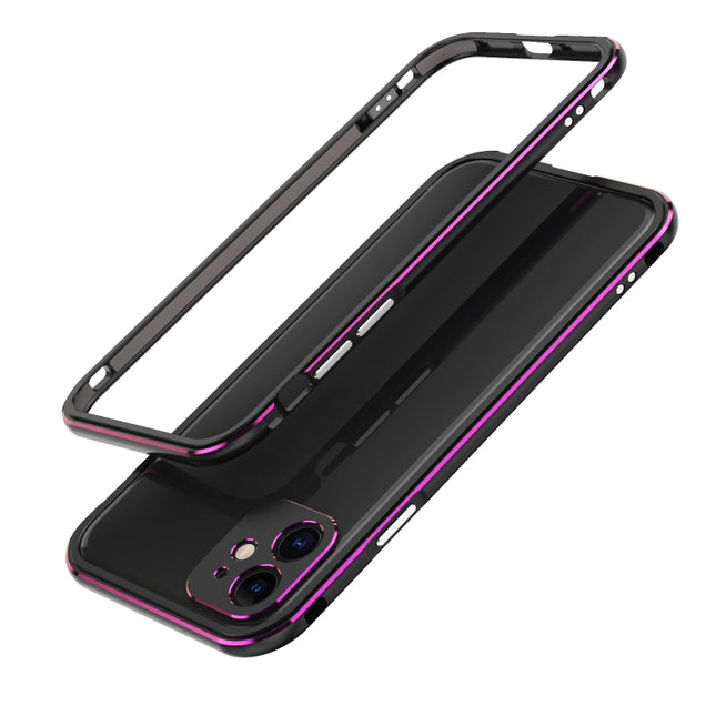Aurora Series Lens Protector + Metal Frame Protective Case For iPhone 11 Pro(Black Purple)-garmade.com