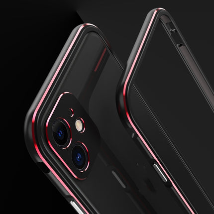Aurora Series Lens Protector + Metal Frame Protective Case For iPhone 11 Pro Max(Black Purple)-garmade.com