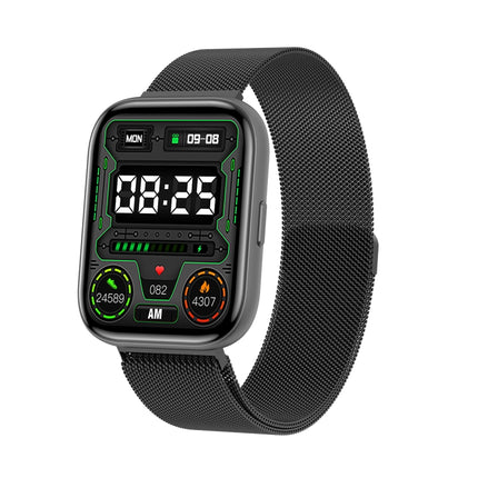 G69 1.69 inch Square Color Screen IP68 Waterproof Smart Watch, Support Blood Pressure Monitoring / Sleep Monitoring / Heart Rate Monitoring, Style: Steel Strap(Black)-garmade.com