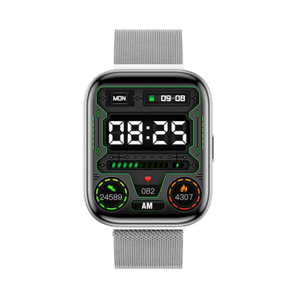 G69 1.69 inch Square Color Screen IP68 Waterproof Smart Watch, Support Blood Pressure Monitoring / Sleep Monitoring / Heart Rate Monitoring, Style: Steel Strap(Silver)-garmade.com