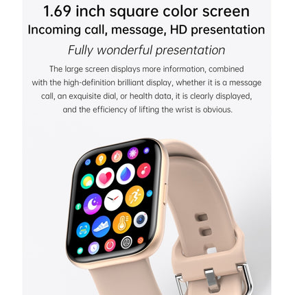G69 1.69 inch Square Color Screen IP68 Waterproof Smart Watch, Support Blood Pressure Monitoring / Sleep Monitoring / Heart Rate Monitoring, Style: Steel Strap(Gold)-garmade.com