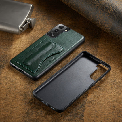 For Samsung Galaxy S21+ 5G Fierre Shann Full Coverage Protective Leather Case with Holder & Card Slot(Green)-garmade.com