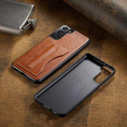 For Samsung Galaxy S21+ 5G Fierre Shann Full Coverage Protective Leather Case with Holder & Card Slot(Brown)-garmade.com