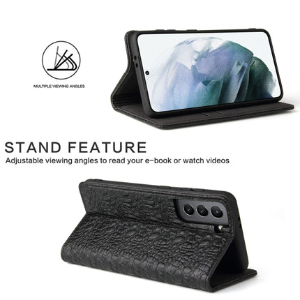 For Samsung Galaxy S21 5G Fierre Shann Crocodile Texture Magnetic Horizontal Flip Genuine Leather Case with Holder & Card Slot(Black)-garmade.com