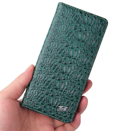 For Samsung Galaxy S21 Ultra 5G Fierre Shann Crocodile Texture Magnetic Horizontal Flip Genuine Leather Case with Holder & Card Slot(Green)-garmade.com