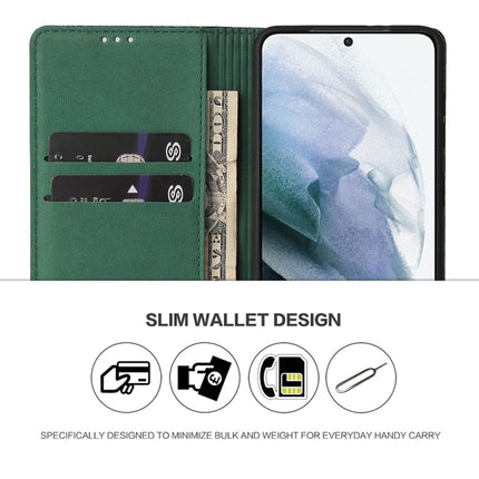 For Samsung Galaxy S21 Ultra 5G Fierre Shann Crocodile Texture Magnetic Horizontal Flip Genuine Leather Case with Holder & Card Slot(Green)-garmade.com