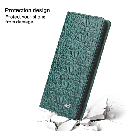 For Samsung Galaxy S21 Ultra 5G Fierre Shann Crocodile Texture Magnetic Horizontal Flip Genuine Leather Case with Holder & Card Slot(Green)-garmade.com