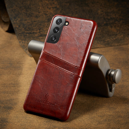 For Samsung Galaxy S21+ 5G Fierre Shann Oil Wax Texture Leather Back Cover Case(Brown)-garmade.com