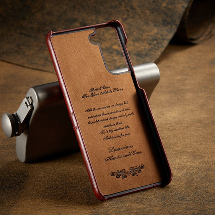 For Samsung Galaxy S21+ 5G Fierre Shann Oil Wax Texture Leather Back Cover Case(Brown)-garmade.com
