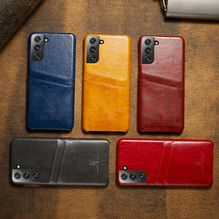 For Samsung Galaxy S21+ 5G Fierre Shann Oil Wax Texture Leather Back Cover Case(Brown)-garmade.com