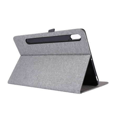 For Samsung Galaxy Tab S8+ / Tab S8 Plus / Tab S7 FE / Tab S7+ / T970 Horizontal Flip TPU + Fabric PU Leather Protective Case with Name Card Clip(Black)-garmade.com