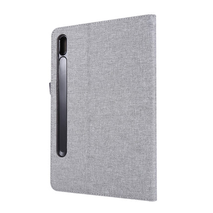 For Samsung Galaxy Tab S8+ / Tab S8 Plus / Tab S7 FE / Tab S7+ / T970 Horizontal Flip TPU + Fabric PU Leather Protective Case with Name Card Clip(Grey)-garmade.com