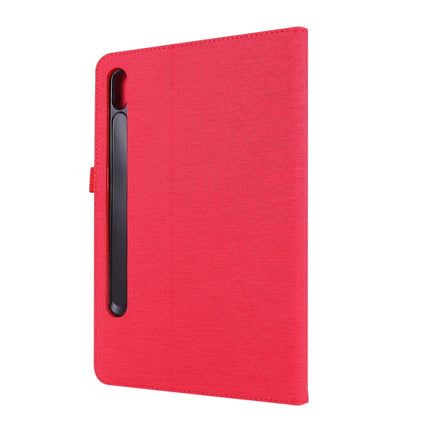 For Samsung Galaxy Tab S8+ / Tab S8 Plus / Tab S7 FE / Tab S7+ / T970 Horizontal Flip TPU + Fabric PU Leather Protective Case with Name Card Clip(Red)-garmade.com