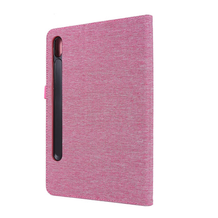 For Samsung Galaxy Tab S8+ / Tab S8 Plus / Tab S7 FE / Tab S7+ / T970 Horizontal Flip TPU + Fabric PU Leather Protective Case with Name Card Clip(Rose Red)-garmade.com