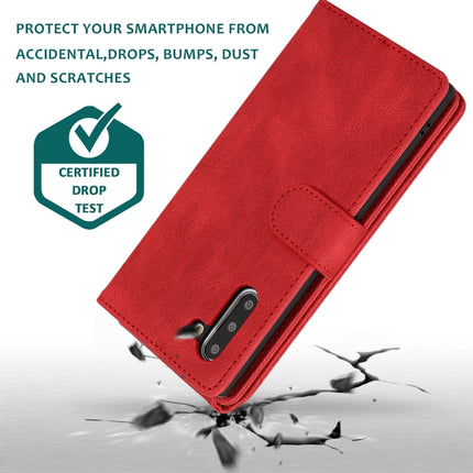 For Samsung Galaxy Note10 Skin-feel Crazy Horse Texture Zipper Wallet Bag Horizontal Flip Leather Case with Holder & Card Slots & Wallet & Lanyard(Red)-garmade.com