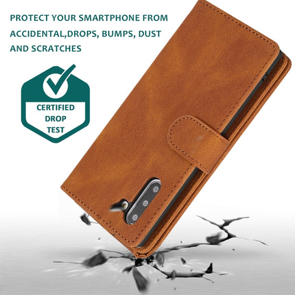 For Samsung Galaxy Note10 Skin-feel Crazy Horse Texture Zipper Wallet Bag Horizontal Flip Leather Case with Holder & Card Slots & Wallet & Lanyard(Brown)-garmade.com