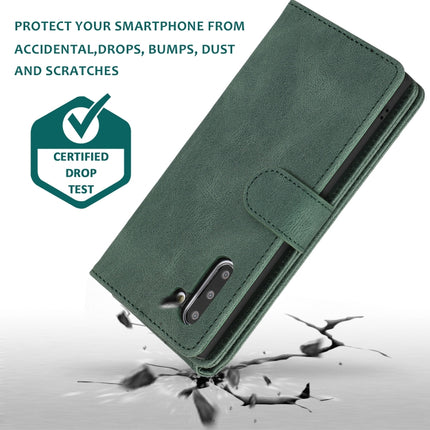 For Samsung Galaxy Note10 Skin-feel Crazy Horse Texture Zipper Wallet Bag Horizontal Flip Leather Case with Holder & Card Slots & Wallet & Lanyard(Dark Green)-garmade.com
