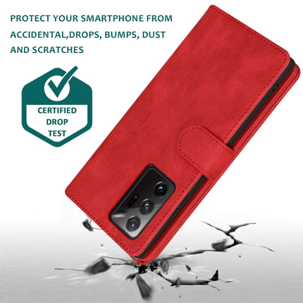 For Samsung Galaxy Note20 Ultra Skin-feel Crazy Horse Texture Zipper Wallet Bag Horizontal Flip Leather Case with Holder & Card Slots & Wallet & Lanyard(Red)-garmade.com