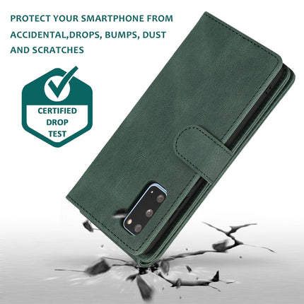 For Samsung Galaxy S20 Skin-feel Crazy Horse Texture Zipper Wallet Bag Horizontal Flip Leather Case with Holder & Card Slots & Wallet & Lanyard(Dark Green)-garmade.com