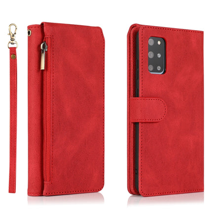 For Samsung Galaxy S20+ Skin-feel Crazy Horse Texture Zipper Wallet Bag Horizontal Flip Leather Case with Holder & Card Slots & Wallet & Lanyard(Red)-garmade.com