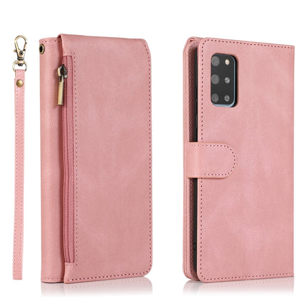 For Samsung Galaxy S20+ Skin-feel Crazy Horse Texture Zipper Wallet Bag Horizontal Flip Leather Case with Holder & Card Slots & Wallet & Lanyard(Rose Gold)-garmade.com