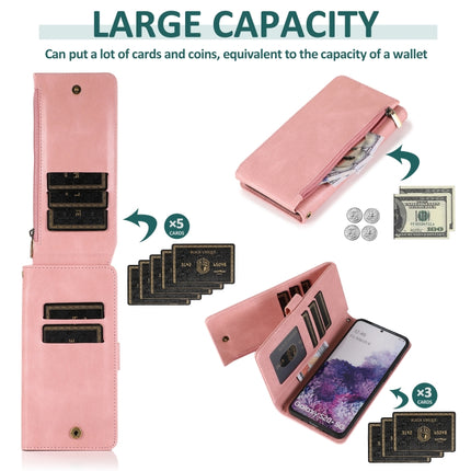 For Samsung Galaxy S20+ Skin-feel Crazy Horse Texture Zipper Wallet Bag Horizontal Flip Leather Case with Holder & Card Slots & Wallet & Lanyard(Rose Gold)-garmade.com