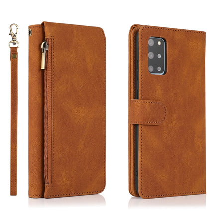 For Samsung Galaxy S20+ Skin-feel Crazy Horse Texture Zipper Wallet Bag Horizontal Flip Leather Case with Holder & Card Slots & Wallet & Lanyard(Brown)-garmade.com