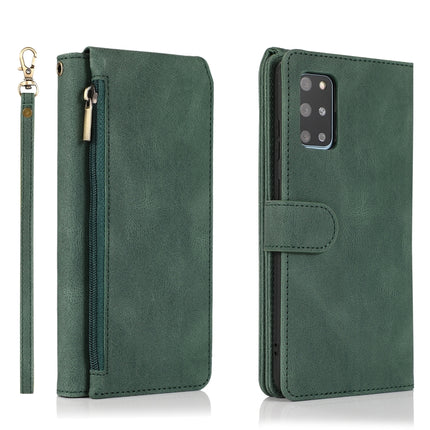 For Samsung Galaxy S20+ Skin-feel Crazy Horse Texture Zipper Wallet Bag Horizontal Flip Leather Case with Holder & Card Slots & Wallet & Lanyard(Dark Green)-garmade.com