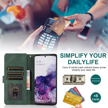 For Samsung Galaxy S20+ Skin-feel Crazy Horse Texture Zipper Wallet Bag Horizontal Flip Leather Case with Holder & Card Slots & Wallet & Lanyard(Dark Green)-garmade.com