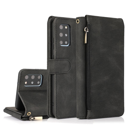For Samsung Galaxy S20+ Skin-feel Crazy Horse Texture Zipper Wallet Bag Horizontal Flip Leather Case with Holder & Card Slots & Wallet & Lanyard(Black)-garmade.com
