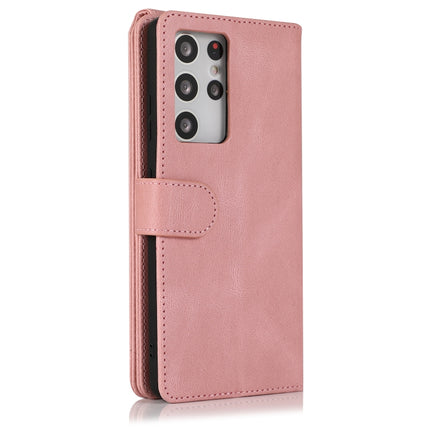 For Samsung Galaxy S21 Ultra 5G Skin-feel Crazy Horse Texture Zipper Wallet Bag Horizontal Flip Leather Case with Holder & Card Slots & Wallet & Lanyard(Rose Gold)-garmade.com