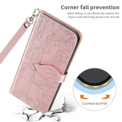 For Samsung Galaxy S21 Ultra 5G Life of Tree Embossing Pattern Horizontal Flip Leather Case with Holder & Card Slot & Wallet & Photo Frame & Lanyard(Rose Gold)-garmade.com