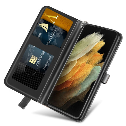 For Samsung Galaxy S21 Ultra 5G Life of Tree Embossing Pattern Horizontal Flip Leather Case with Holder & Card Slot & Wallet & Photo Frame & Lanyard(Black)-garmade.com