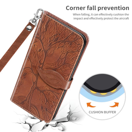 For Samsung Galaxy S21 Ultra 5G Life of Tree Embossing Pattern Horizontal Flip Leather Case with Holder & Card Slot & Wallet & Photo Frame & Lanyard(Brown)-garmade.com