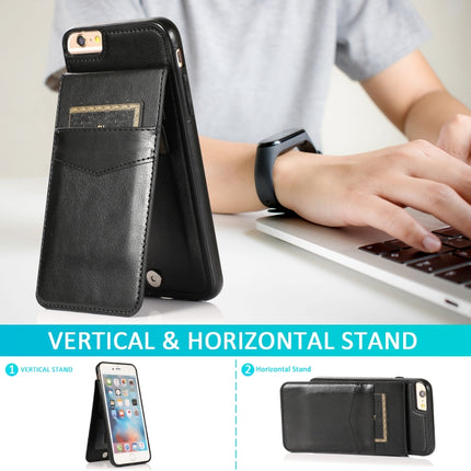 Solid Color PC + TPU Protective Case with Holder & Card Slots For iPhone 6(Black)-garmade.com
