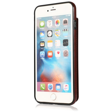 Solid Color PC + TPU Protective Case with Holder & Card Slots For iPhone 6(Brown)-garmade.com